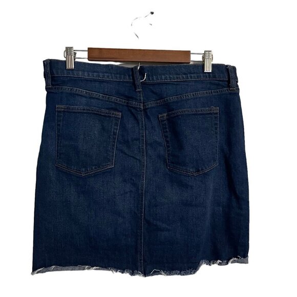 Ann Taylor LOFT Womens Blue Dark Wash Y2K Raw Hem Denim Mini Jean Skirt Size XL - Picture 6 of 6
